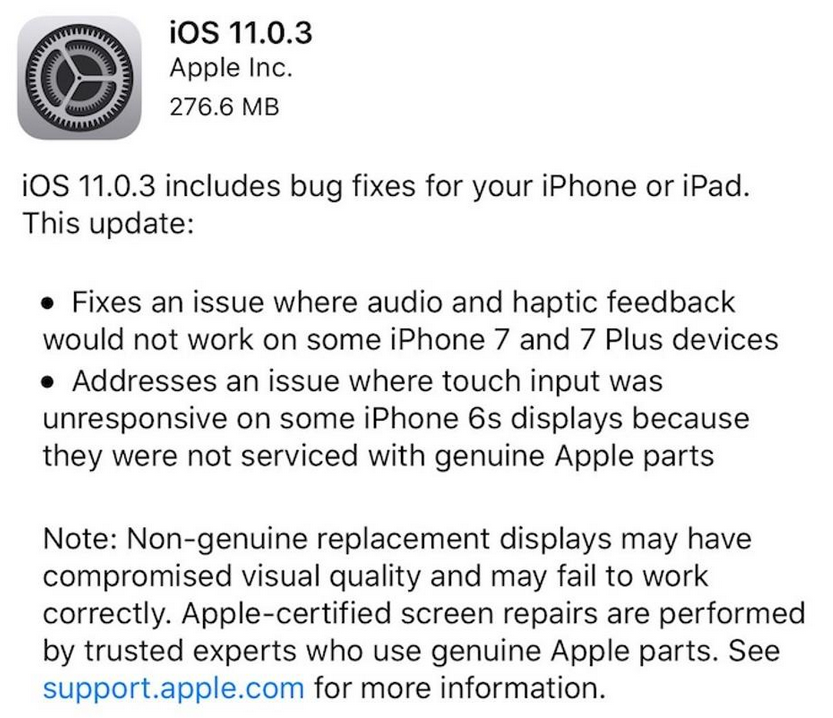Apple releases iOS 11.0.3 - Apple releases iOS 11.0.3, its fourth update in the last four weeks