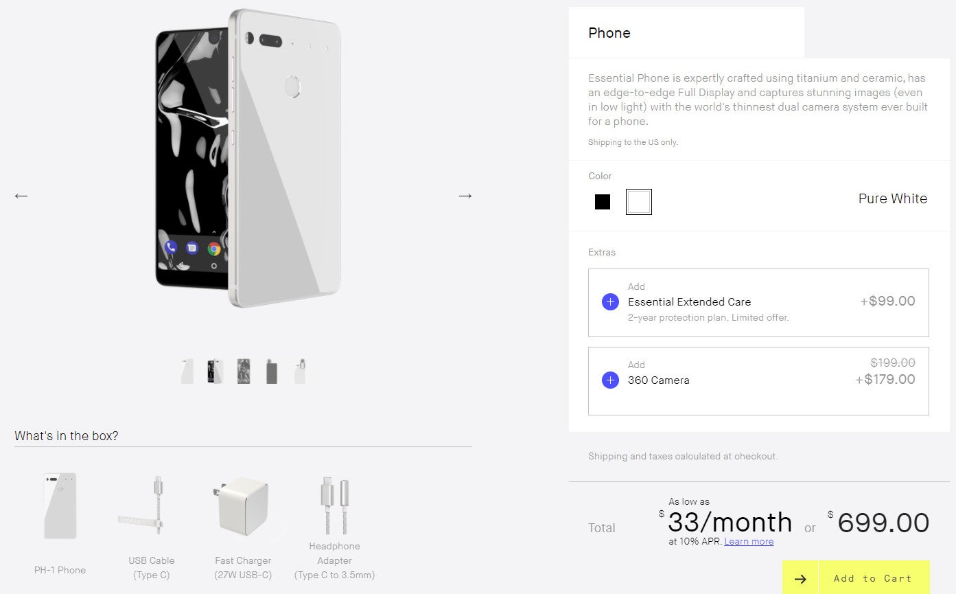 Essential Phone in white now available for purchase in the U.S.