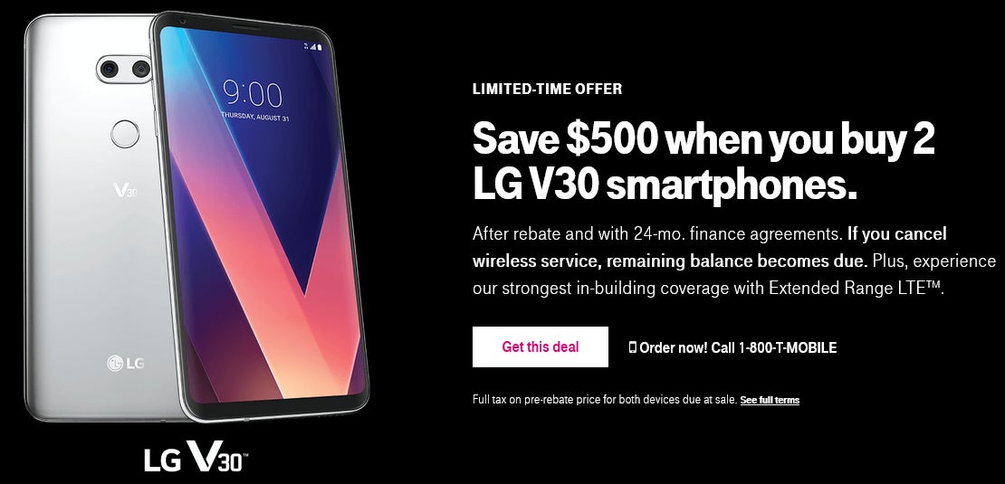 Deal: Buy 2 LG V30s from T-Mobile and save $500 (or get a free LG G6, or V20)