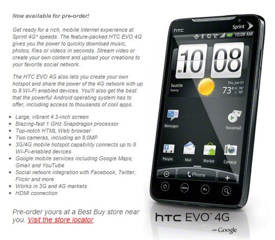 Best Buy jump starting the HTC EVO 4G with its usual pre-order process