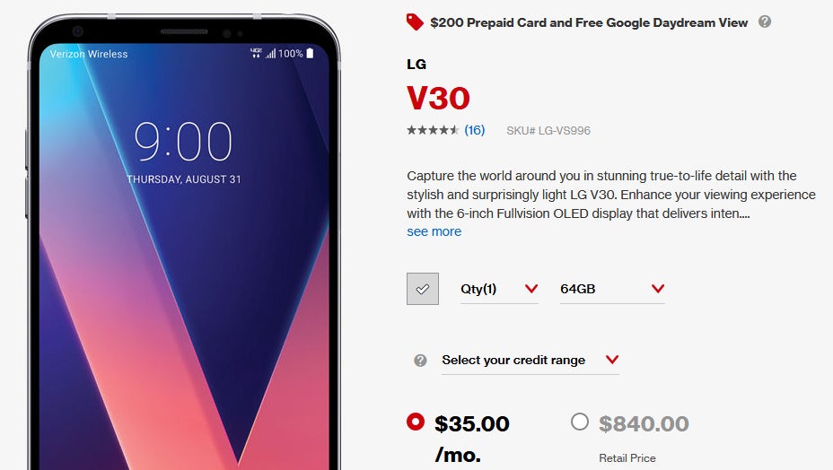 Deal: Save $200 on an LG V30 from Verizon