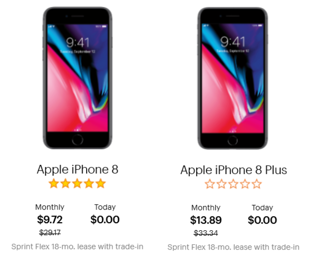 Save $350 leasing the latest iPhone models at Sprint with a trade-in - Save $350 leasing the Apple iPhone 8 or Apple iPhone 8 Plus at Sprint with an eligible trade-in