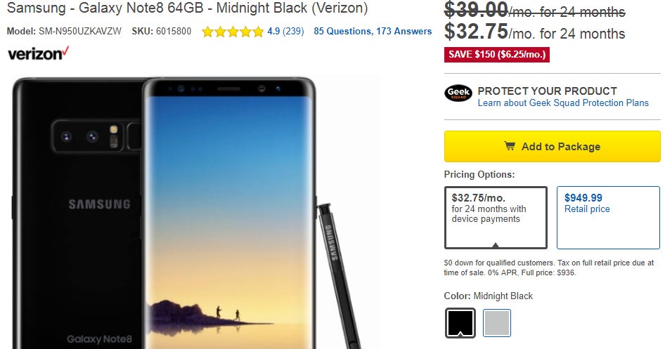 Deal: Save $150 on a Samsung Galaxy Note 8 (AT&T and Verizon only)