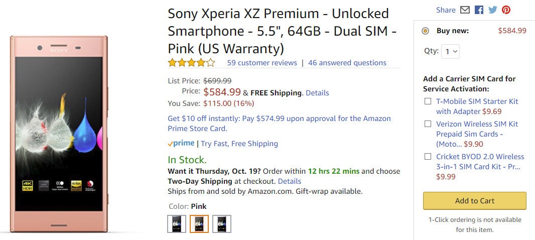 Deal: Sony Xperia XZ Premium price drops under $600 for the first time since launch