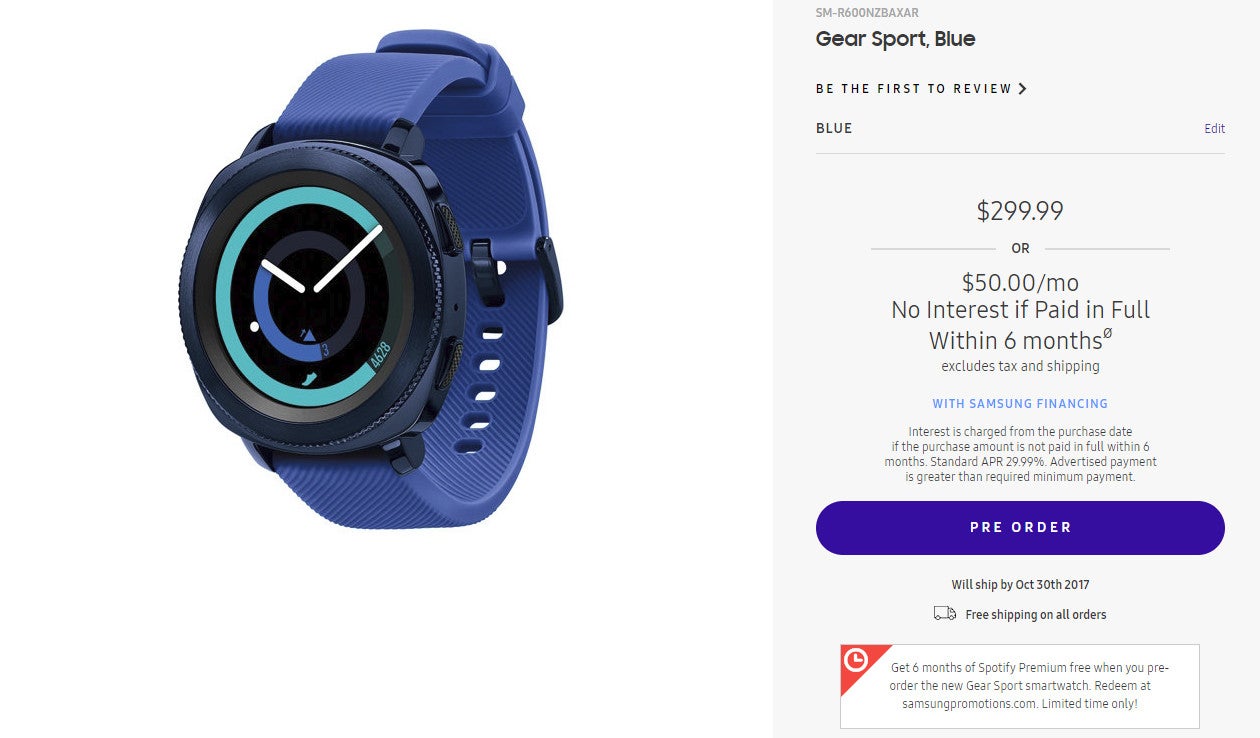 Deal: Pre-order the Samsung Gear Sport smartwatch and get 6 months of Spotify Premium for free
