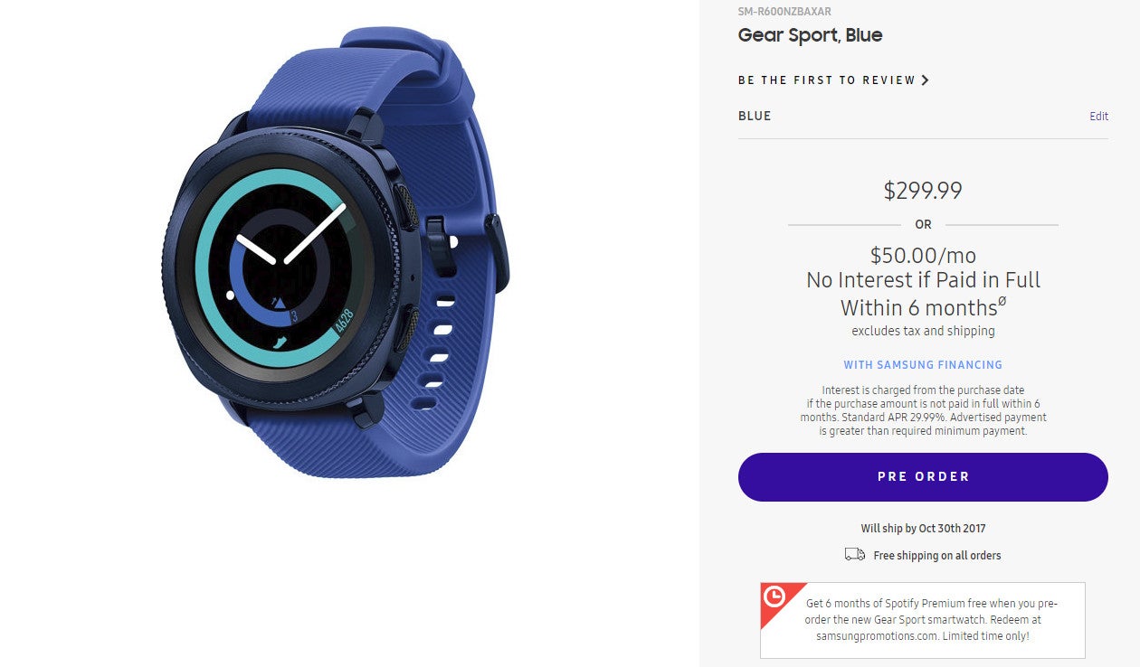 Deal Pre order the Samsung Gear Sport smartwatch and get 6 months of Spotify Premium for free PhoneArena