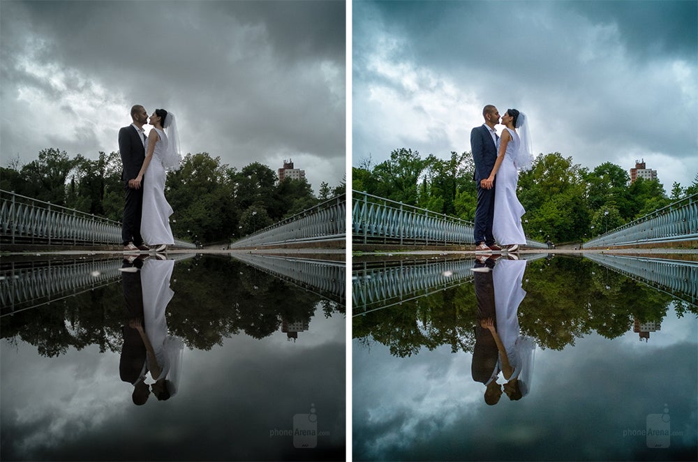 Every wedding photographer's dream – a dull, rainy day! It had just stopped raining and I took the chance to take this photo of the couple standing on the edge of a huge puddle. Drab colors? No problem! I edited that one the spot using Snapseed and sent it to the couple right away. Looking at it now, I'd definitely bring the saturation down a notch, but hey, it's still a nice showcase for this article - ​Shoot like a pro with your smartphone: how to use RAW and manual controls to take gorgeous photos