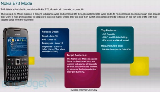 Nokia E73 Mode to be at T-Mobile June 16th?