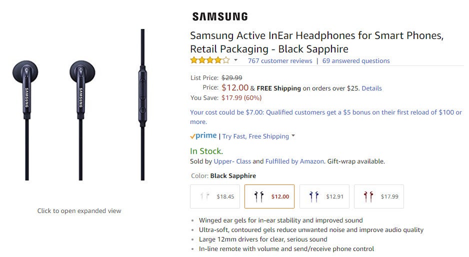 Deal: Samsung Active InEar headphones are on sale for only $12 (60% off) on Amazon
