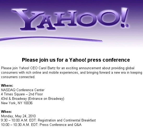 Yahoo &amp; Nokia holding an event in NYC on May 24th for &quot;Project Nike&quot;