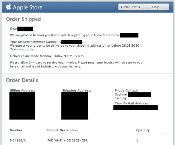 Apple already shipping out iPads to UK customers?