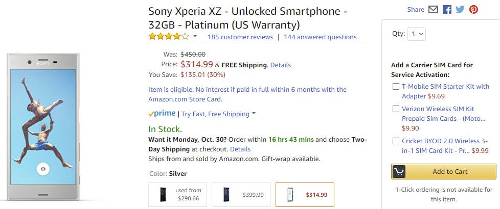 Deal: Unlocked Sony Xperia XZ drops to just $315 on Amazon and B&H