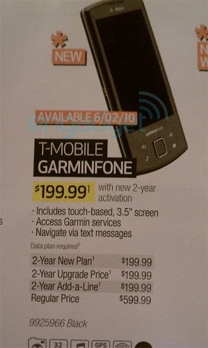 T-Mobile&#039;s Garminfone landing in stores on June 2?