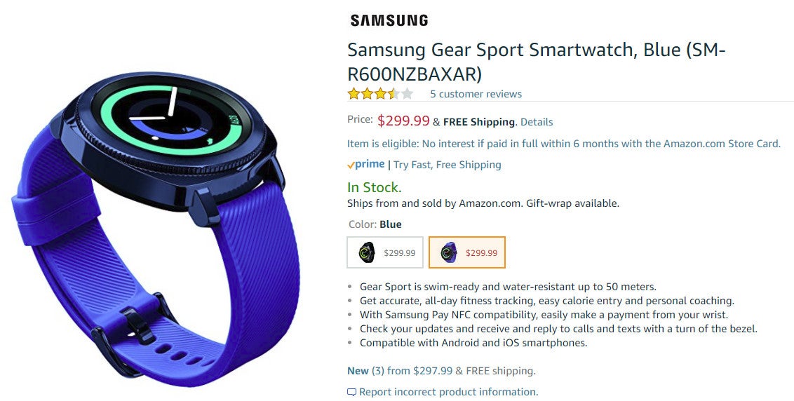Samsung Gear Sport goes on sale at Amazon for $299.99
