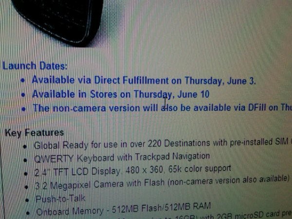 Verizon to offer BlackBerry Bold 9650 by direct fulfillment; order June 3rd, in stores June 10th