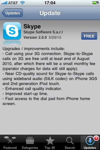 Skype 2.0 for the iPhone brings forth free Skype-to-Skype calls over 3G