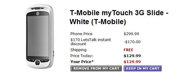 Walmart is lining up to sell the T-Mobile myTouch 3G Slide for $129.99