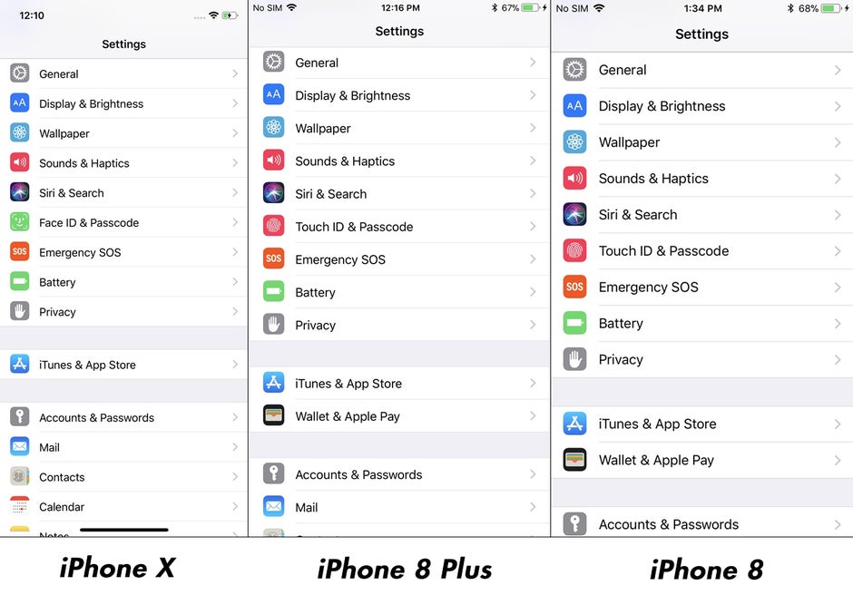 Apple Iphone X Vs Iphone 8 Plus Vs Iphone 8 Interface Comparison Phonearena