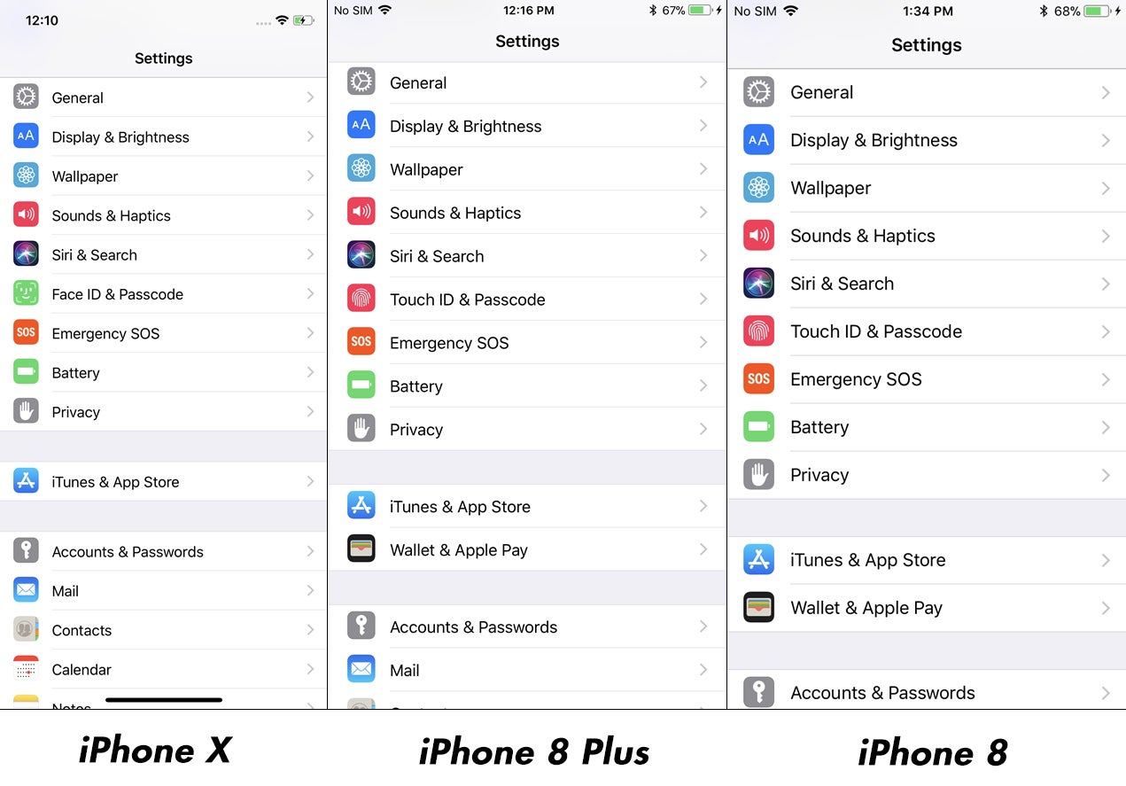 Settings on Apples&#039; new iPhones #2 - iPhone X vs iPhone 8 Plus/iPhone 8 interface comparison: Does it really fit more content?