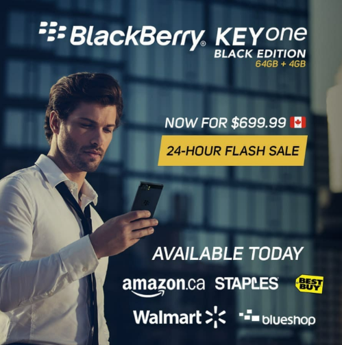 For the rest of today, Canadians can take $100 off the BlackBerry KEYone Black Edition - Canadians have less than 24 hours to buy the BlackBerry KEYone Black Edition at $100 off