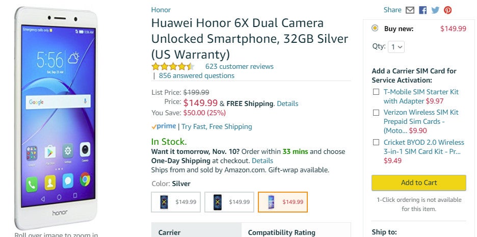 Deal: Unlocked Honor 6X drops to $150 on Amazon and Best Buy, the lowest price to date