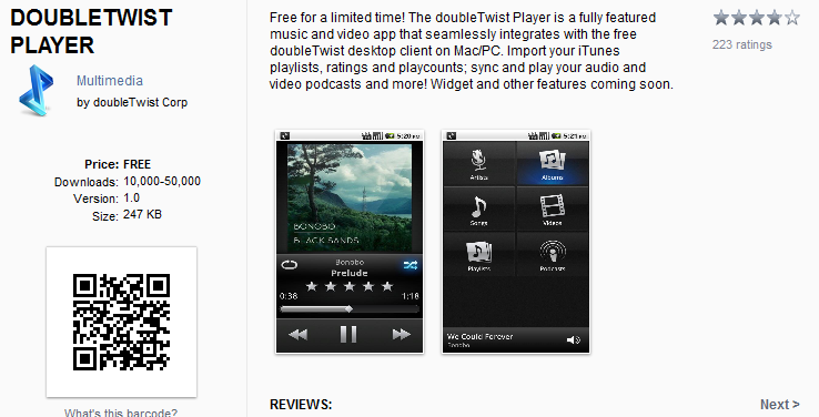Android Market offers new double Twist music and video player