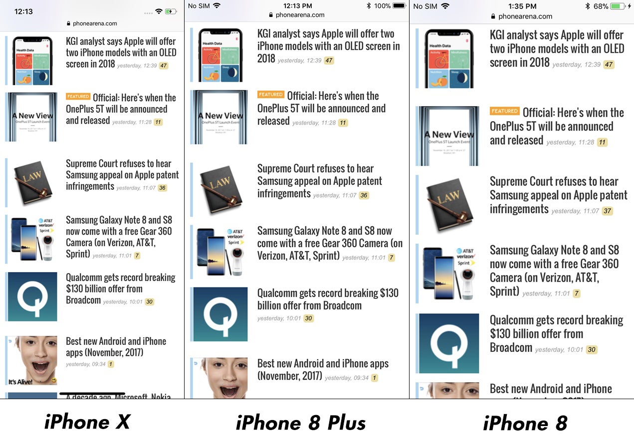 The new aspect ratio of the iPhone X does fit more content than the iPhone 8 on one screen, but it depends on the scaling, too, while video display compatibility  - /www.phonearena.com/news/You-got-cropped-Galaxy-S8-and-S8-video-display-grief-comes-in-stages-heres-why_id93264" title="You got cropped! Galaxy S8 and S8+ video display grief comes in stages, here's why" class="previewtooltip" data-id="93264" data-type="article" rel="">is in favor of the legacy design - What's your preferred phone screen aspect ratio? (poll results)