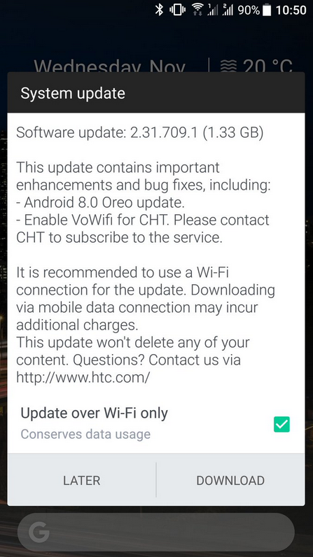 The Taiwanese version of the HTC U11 is now receiving the update to Android 8.0 - HTC U11 is now receiving the Android 8.0 (Oreo) update in Taiwan