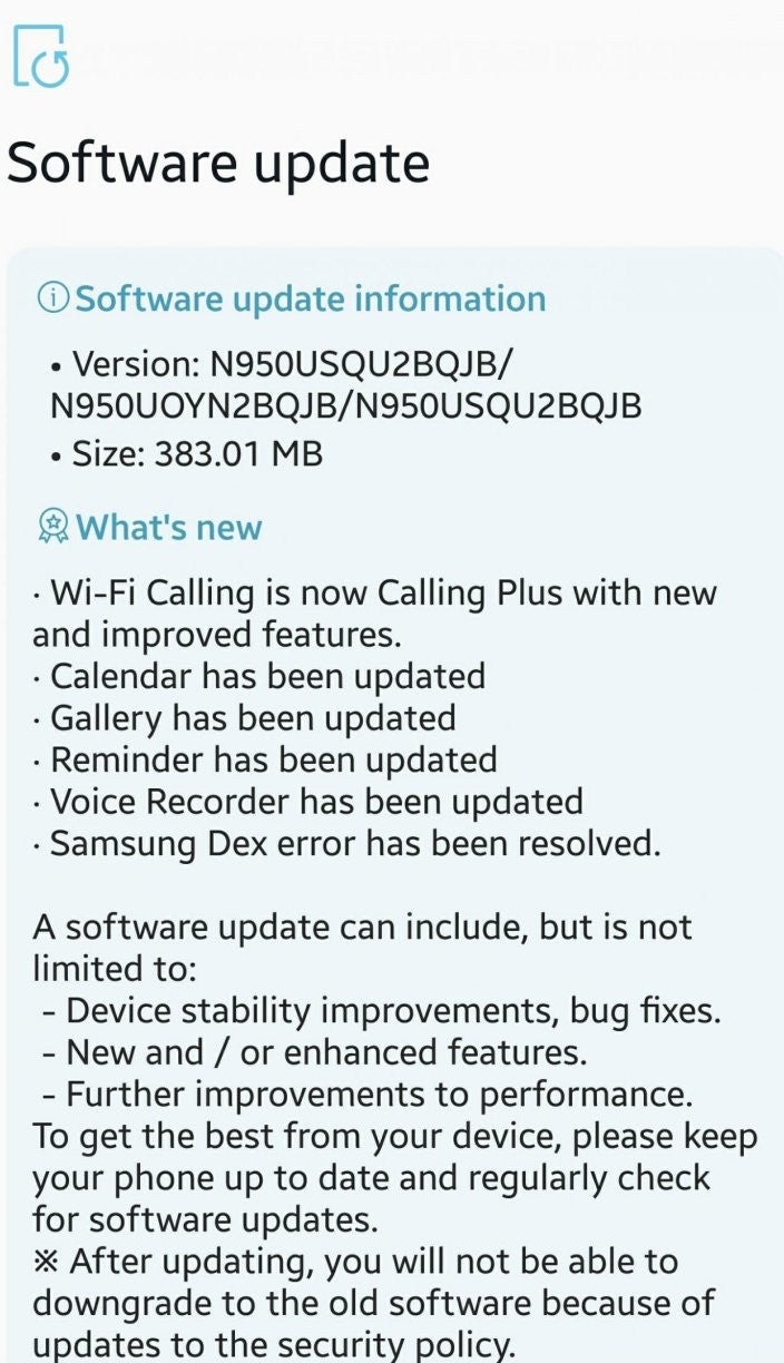 Sprint Galaxy Note 8 receives OTA patch with updates to Gallery, Calendar, Wi-Fi Calling, and more
