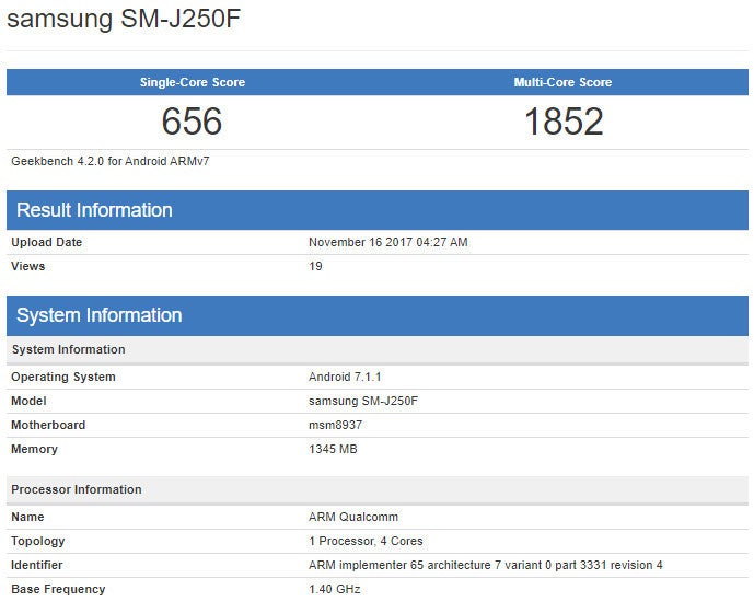Samsung Galaxy J2 Pro (2018) alleged specs confirm it's an entry-level smartphone