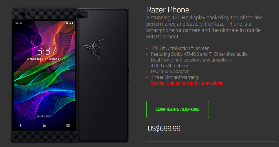 The Razer Phone is now available for purchase in the US