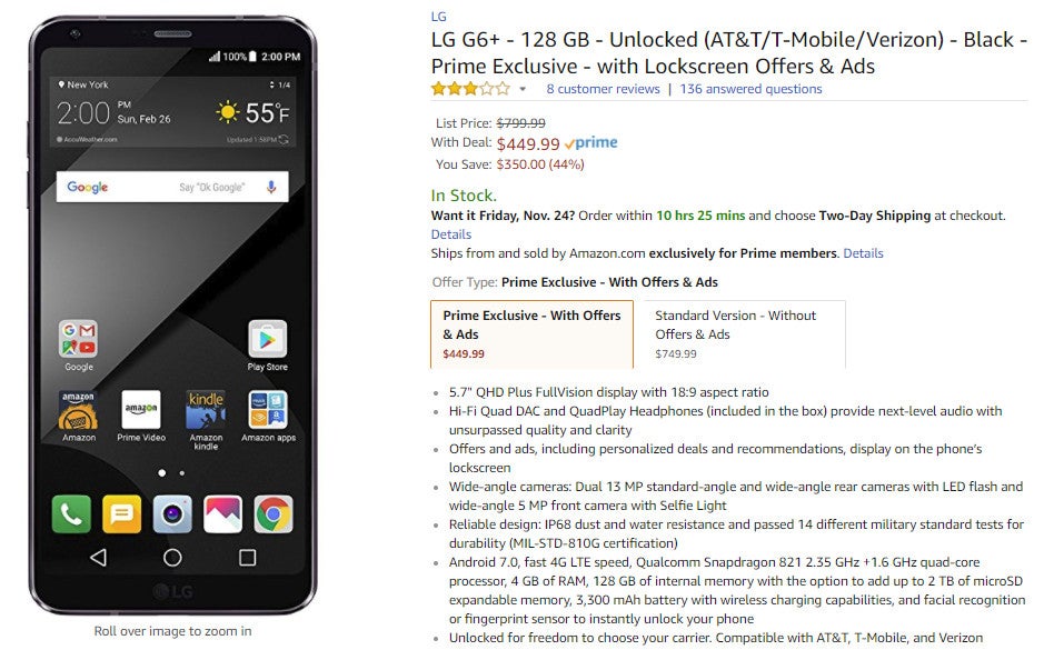 Deal: Amazon Prime Exclusive LG Q6 and G6+ are on sale for up to 45% off