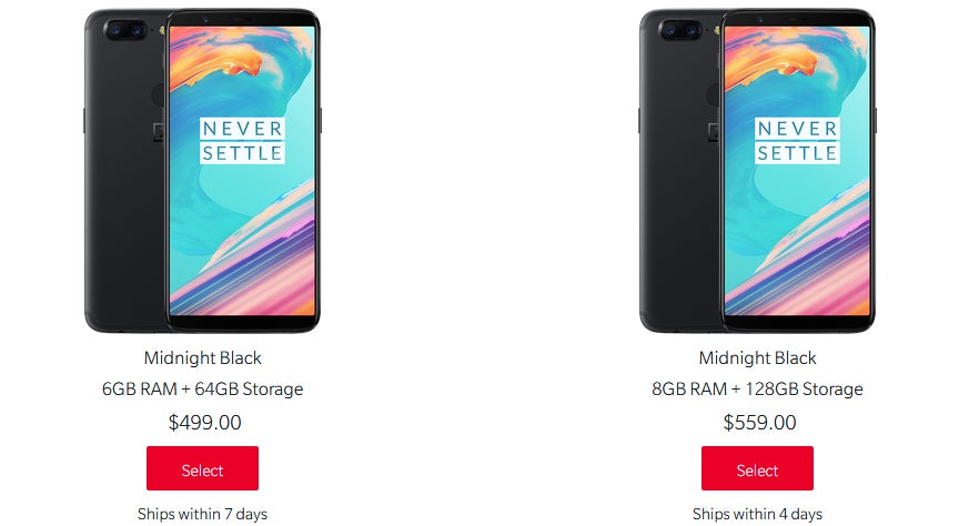 OnePlus 5T goes on sale in the US, 64 GB and 128 GB models in stock