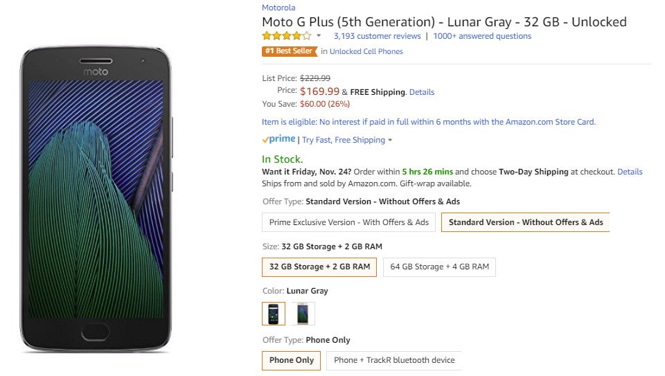 Deal: Unlocked Moto G5 Plus is just $170 ($60 off) on Amazon