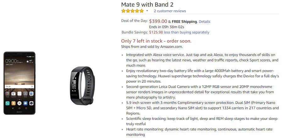 Deal: Huawei Mate 9 with Band 2 on sale at Amazon for just $400 ($160 off)