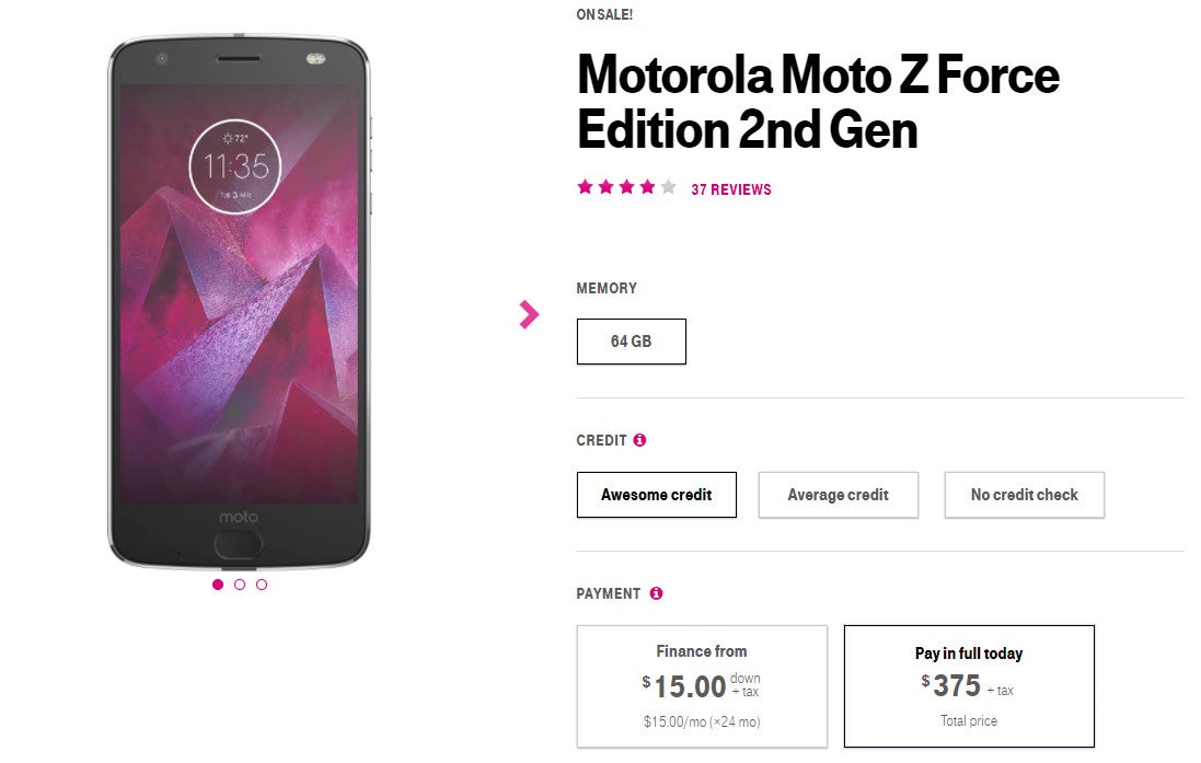 T-Mobile selling the Moto Z2 Force for just $375 upfront for a limited time