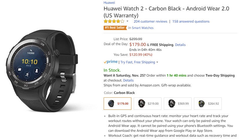 Deal: Save $120 when you buy the Huawei Watch 2 at Amazon