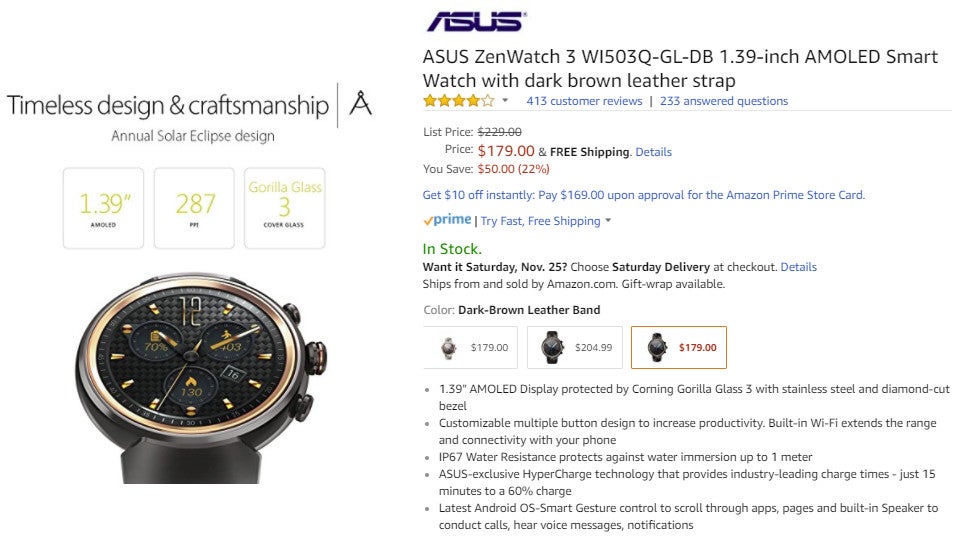 Deal: You can now get the Asus ZenWatch 3 $50 cheaper on Amazon
