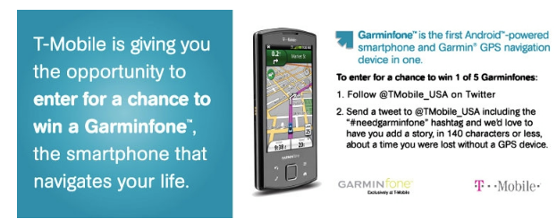Not too late to win one of 5 Garminfone smartphones from T-Mobile
