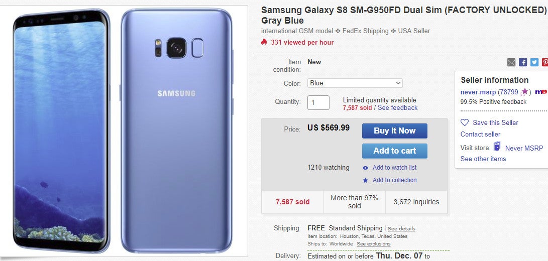 Deal: Unlocked dual SIM Samsung Galaxy S8 drops to $570 ($155 off)
