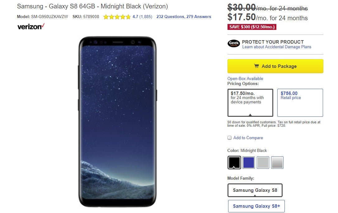 Deal: Verizon Galaxy S8 and S8+ are $300 cheaper at Best Buy