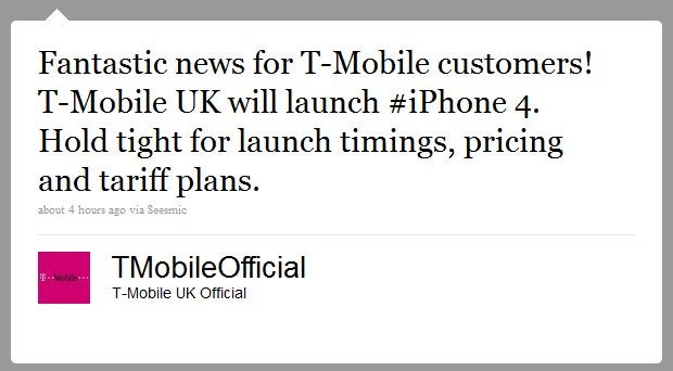 T-Mobile UK is also joining the fun with the iPhone 4