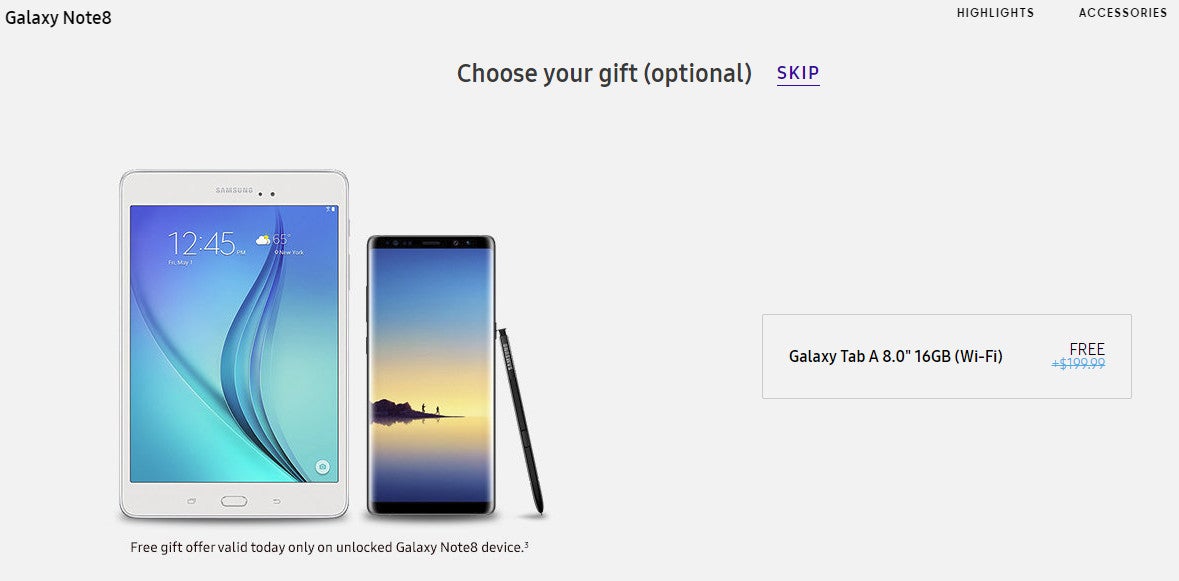 Deal: Buy an unlocked Samsung Galaxy Note 8 and get a free Galaxy Tab A8