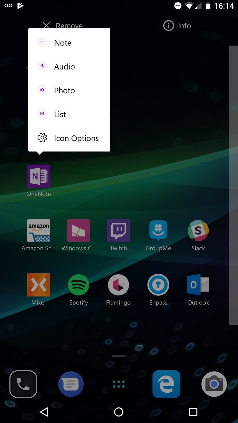 On the OneNote Beta for Android, a long press on the icon will quickly get you into the app - OneNote Beta for Android allows users to take notes right from the icon