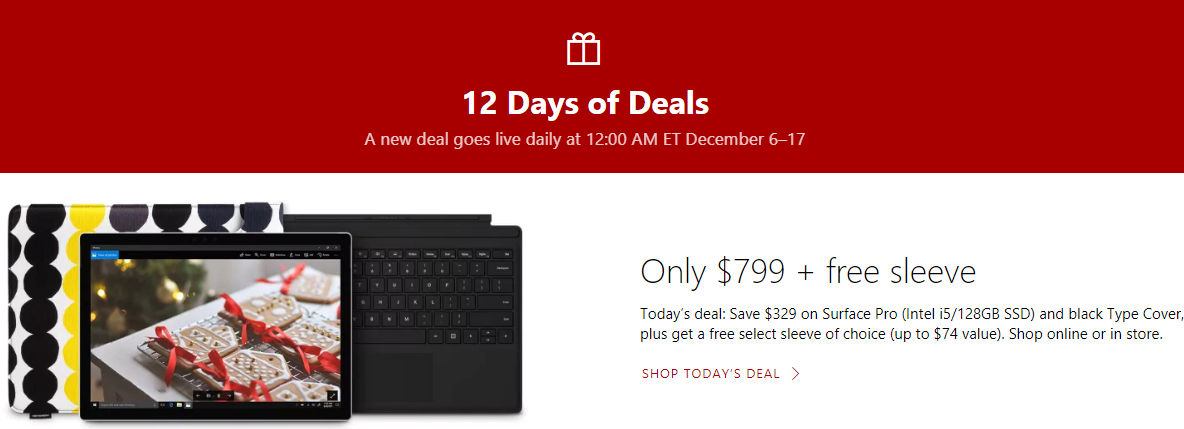 Microsoft kicks off 12 Days of Deals holiday sale with a Surface Pro deal