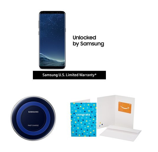 Get an unlocked Samsung Galaxy S8+, a fast Qi certified wireless charger and a $100 Amazon gift card for $724.99 - Deal: Unlocked Samsung Galaxy S8+ bundle and a $100 Amazon gift card for $725