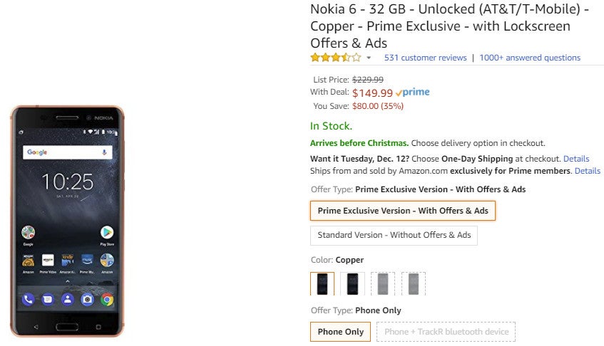 Deal: Save $80 (35%) when you buy the Nokia 6 on Amazon (Prime Exclusive offer)