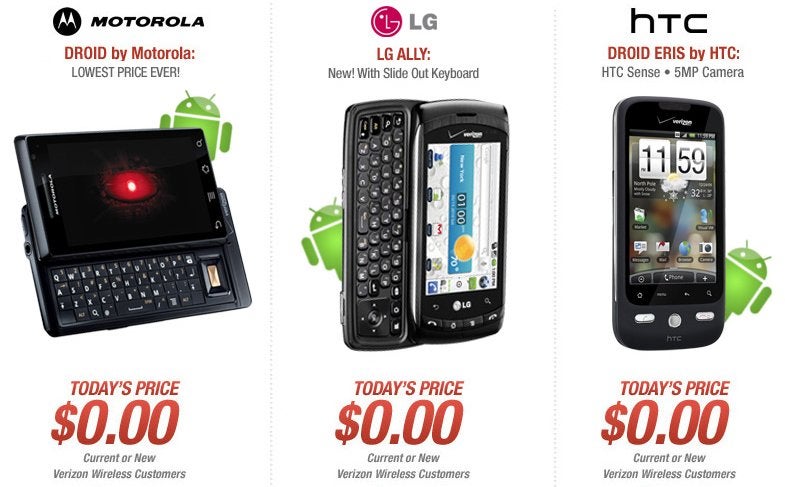 Wirefly&#039;s 48 hour sale is giving away the DROID, Ally, &amp; Droid Eris for free