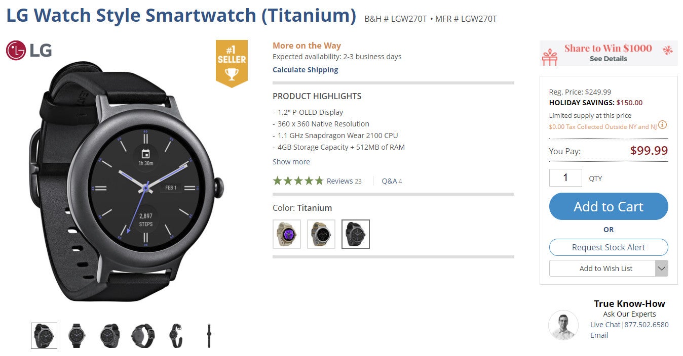 Deal: LG Watch Style is on sale for just $100 ($150 off) at B&amp;H
