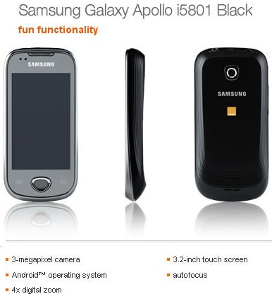 Orange UK nabs the Samsung Galaxy Apollo I5801